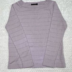 Banana Republic Women's Merino Wool Lavender and Silver Stripe Sweater